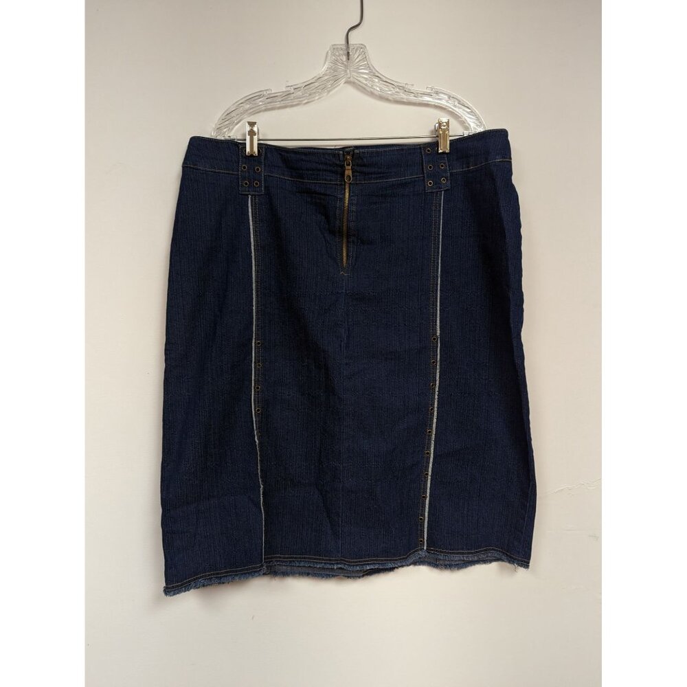 Finejeans Denim Skirt 18 Blue Jean Womens Pencil Brass